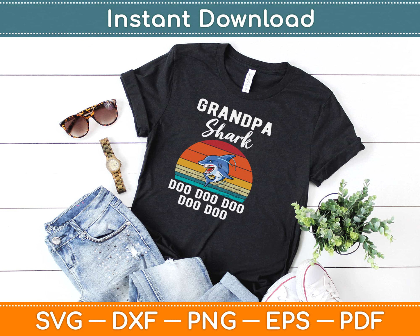 Grandpa Shark Doo Doo Doo Svg Design Cricut Printable Cutting Files