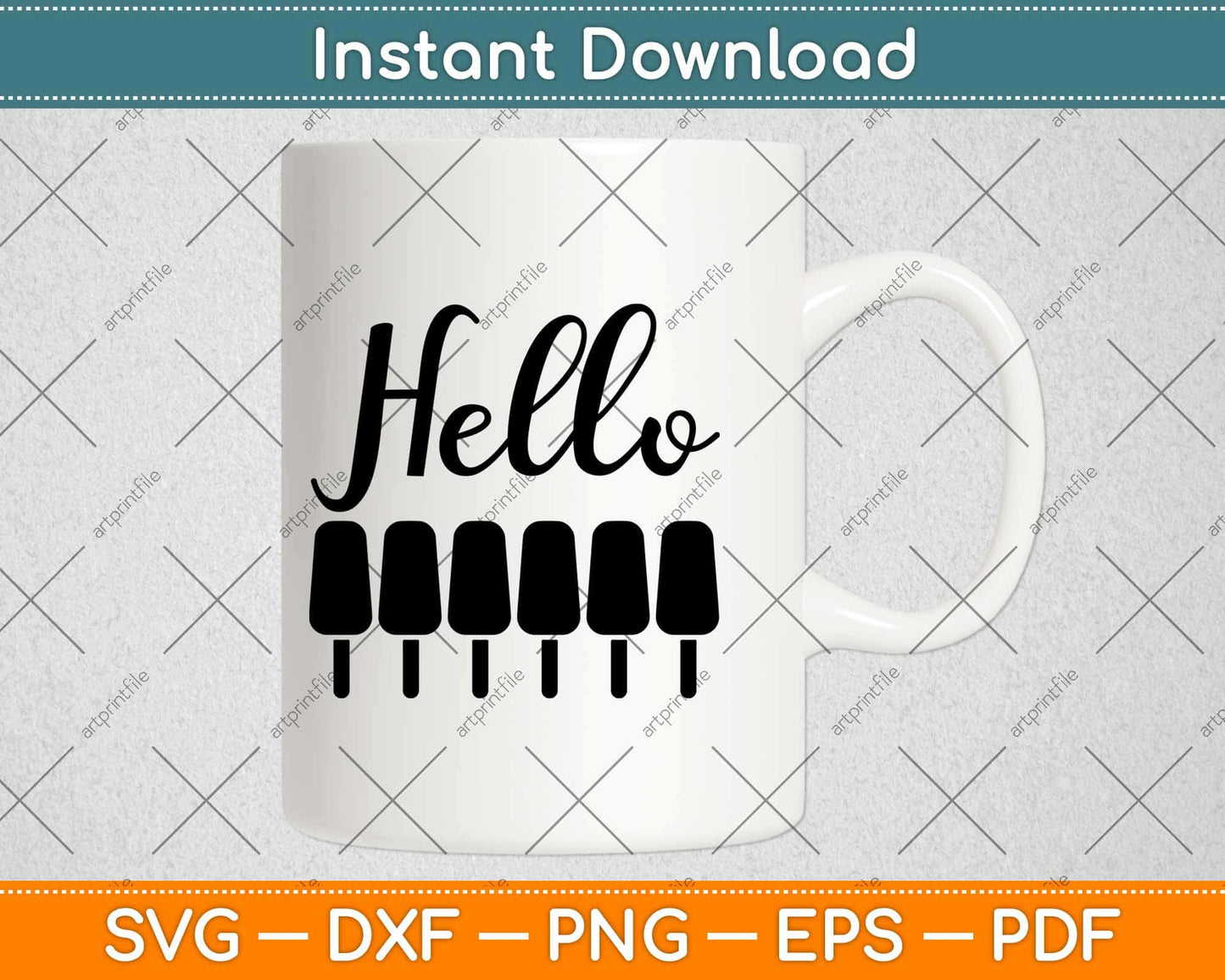 Hello Summer Funny Ice Cream Svg Design Cricut Printable Cutting File