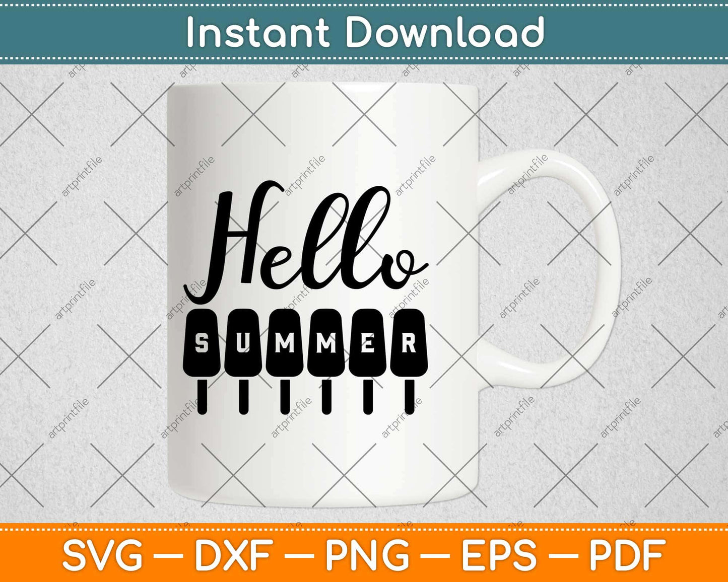 Hello Summer Gift Funny Ice Cream Svg Design Cricut Printable Cutting File