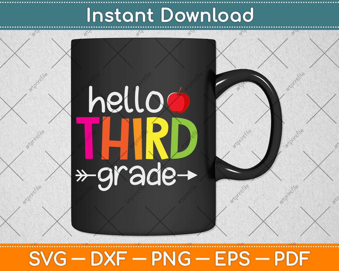 Hello Third Grade Team Back to School Teacher Svg Png Dxf Digital Cutting File