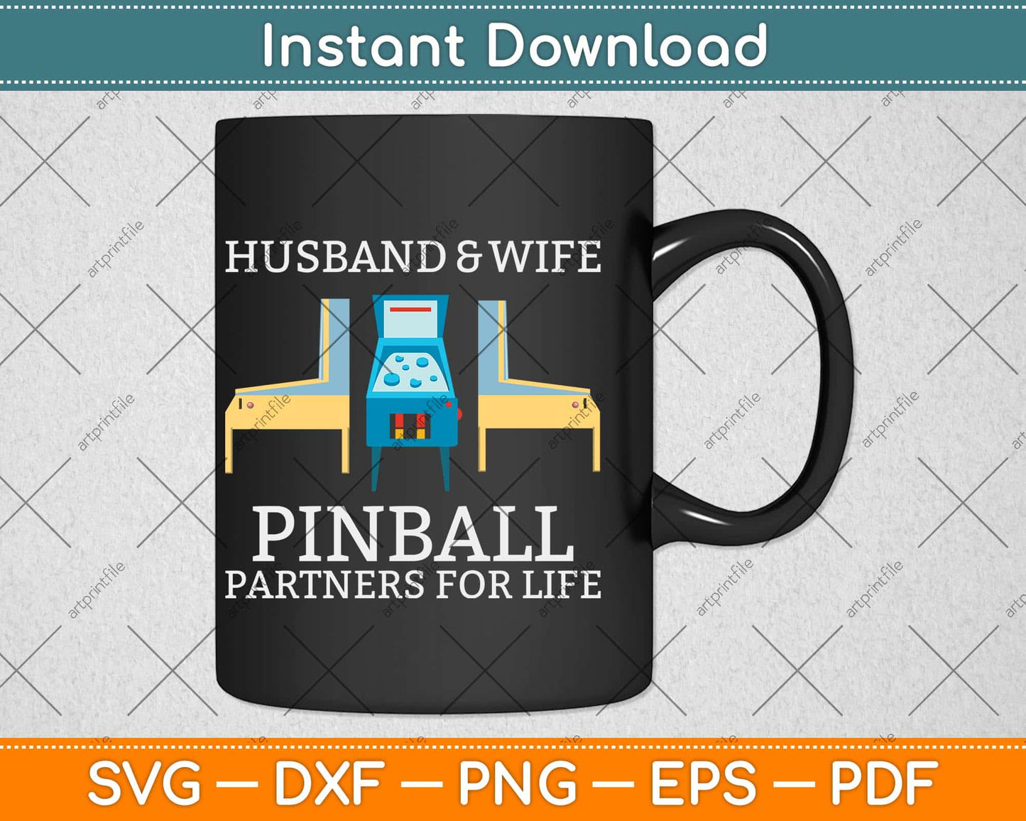 Husband and Wife Pinball Partners for Life Svg Png Dxf Digital Cutting File
