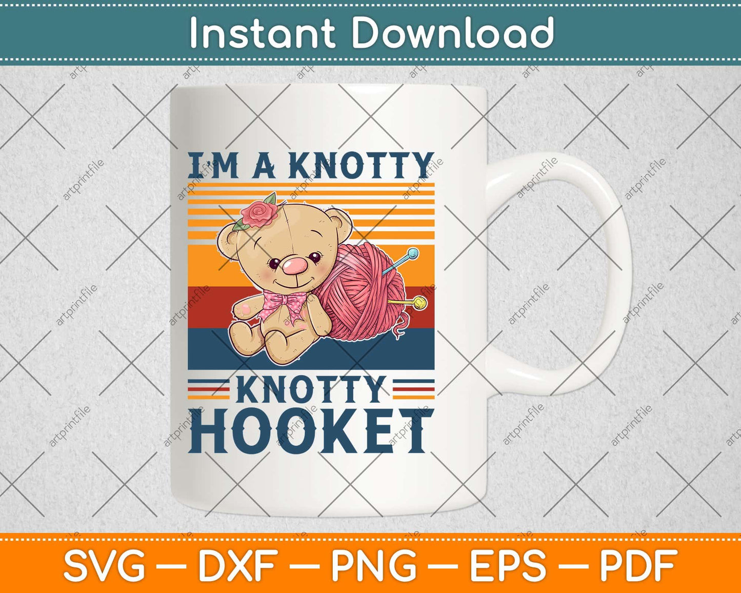 I’m a Knotty Knotty Hooker Funny Grandma Yarn Crocheter Knitting Svg Design