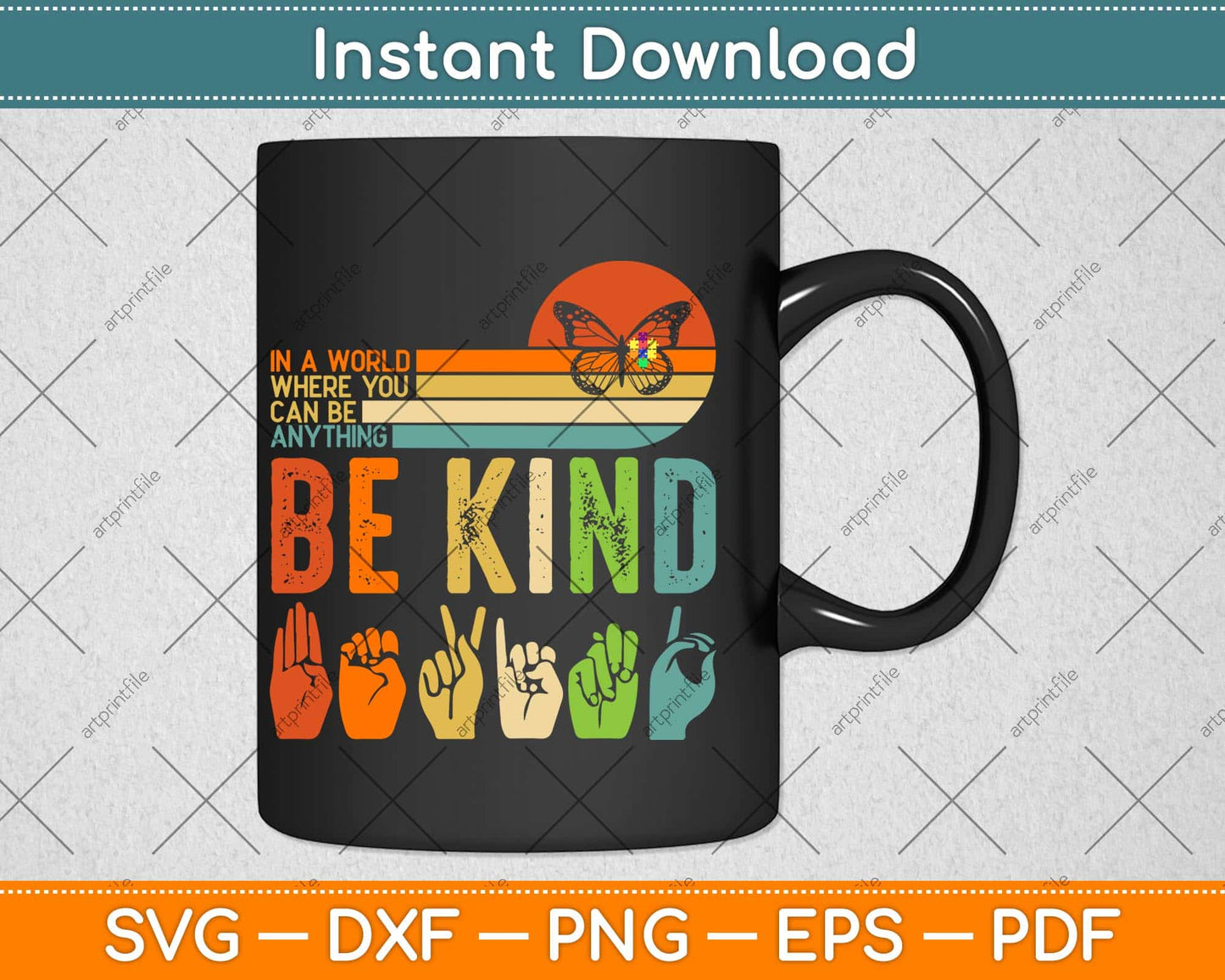 In A World Where You Can Be Anything Be Kind Kindness Autism Svg Png Dxf File