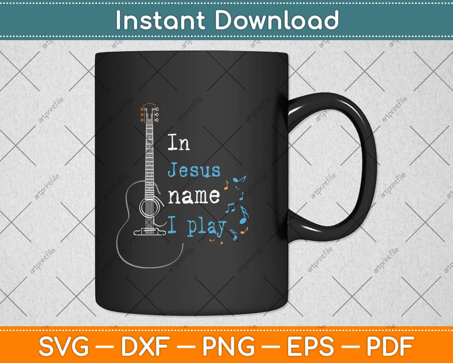 In Jesus Name i Play Guitar Christian Vintage Guitar Player Svg Png Dxf Cutting File