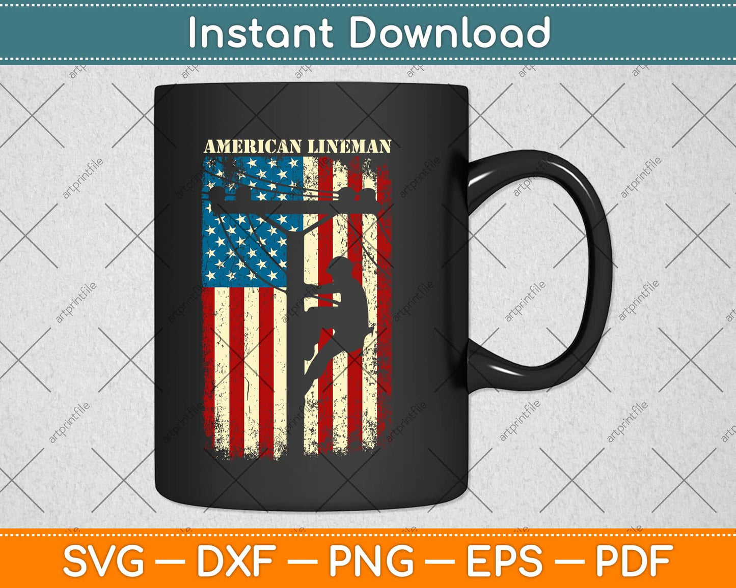 Lineman American flag Electric Cable gift Patriotic Lineman Svg Png Dxf File
