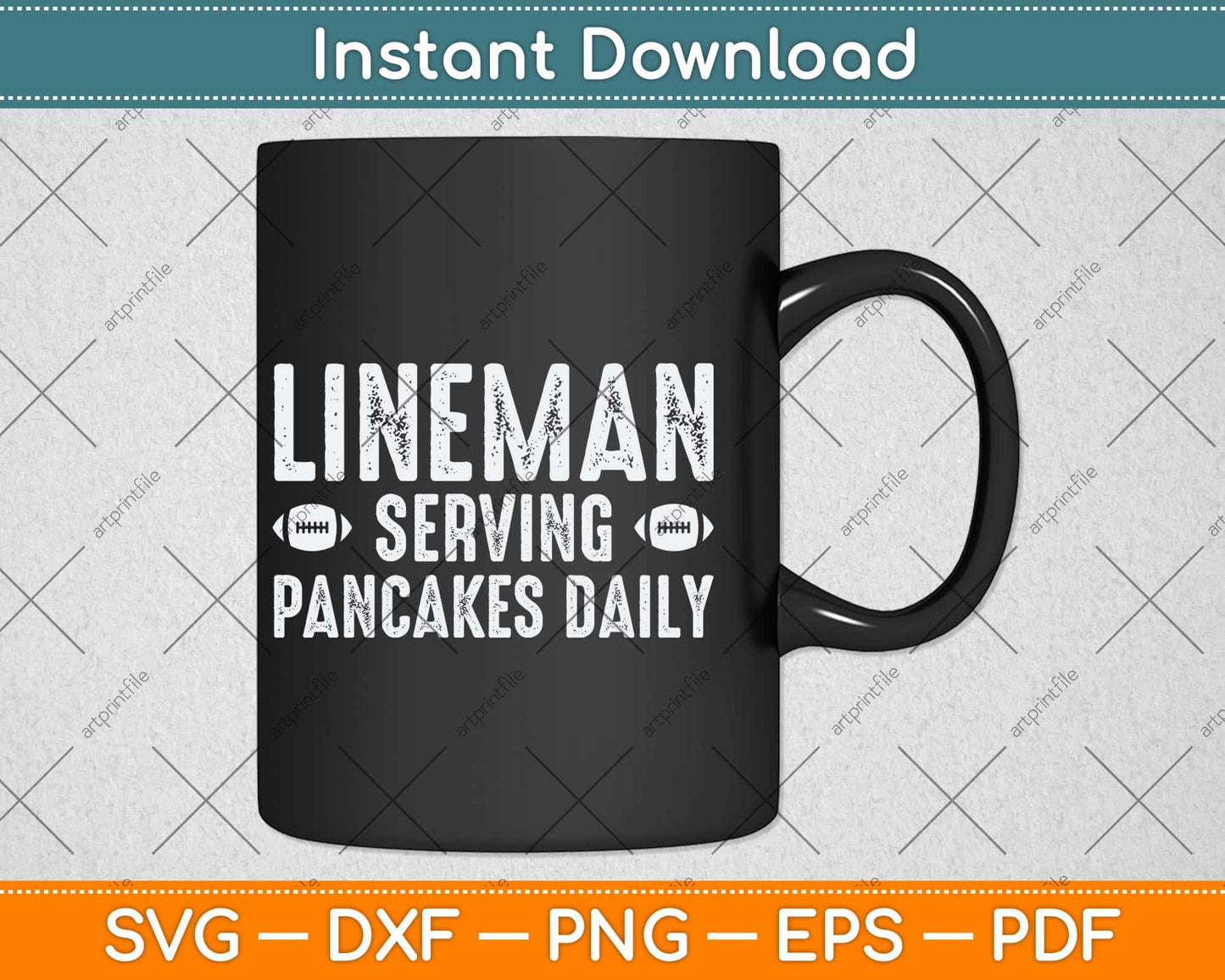 Lineman Serving Pancakes Daily Football Svg Png Dxf Digital Cutting File