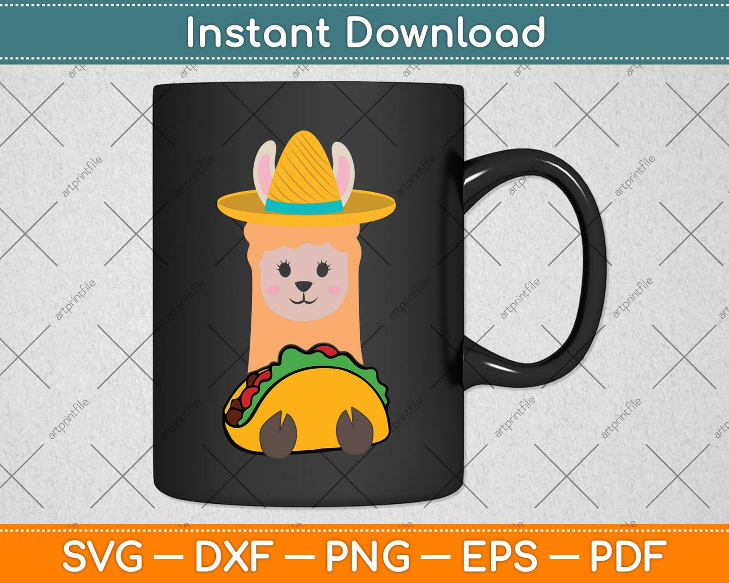 Llama Eating Taco Cool Mexican Alpaca Funny Svg Png Dxf Digital Cutting File