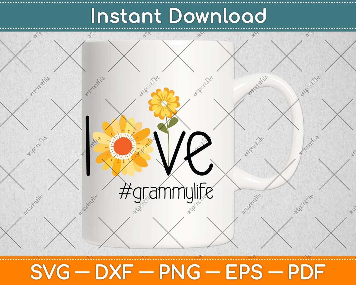 Love Grammy Life Art Flower Svg Png Dxf Digital Cutting File