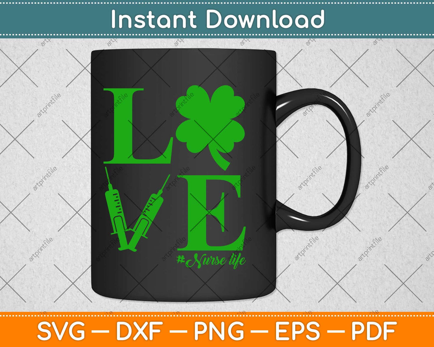 Love Syringe Nurse Life St Patrick's Day Svg Design Cricut Printable Cutting Files