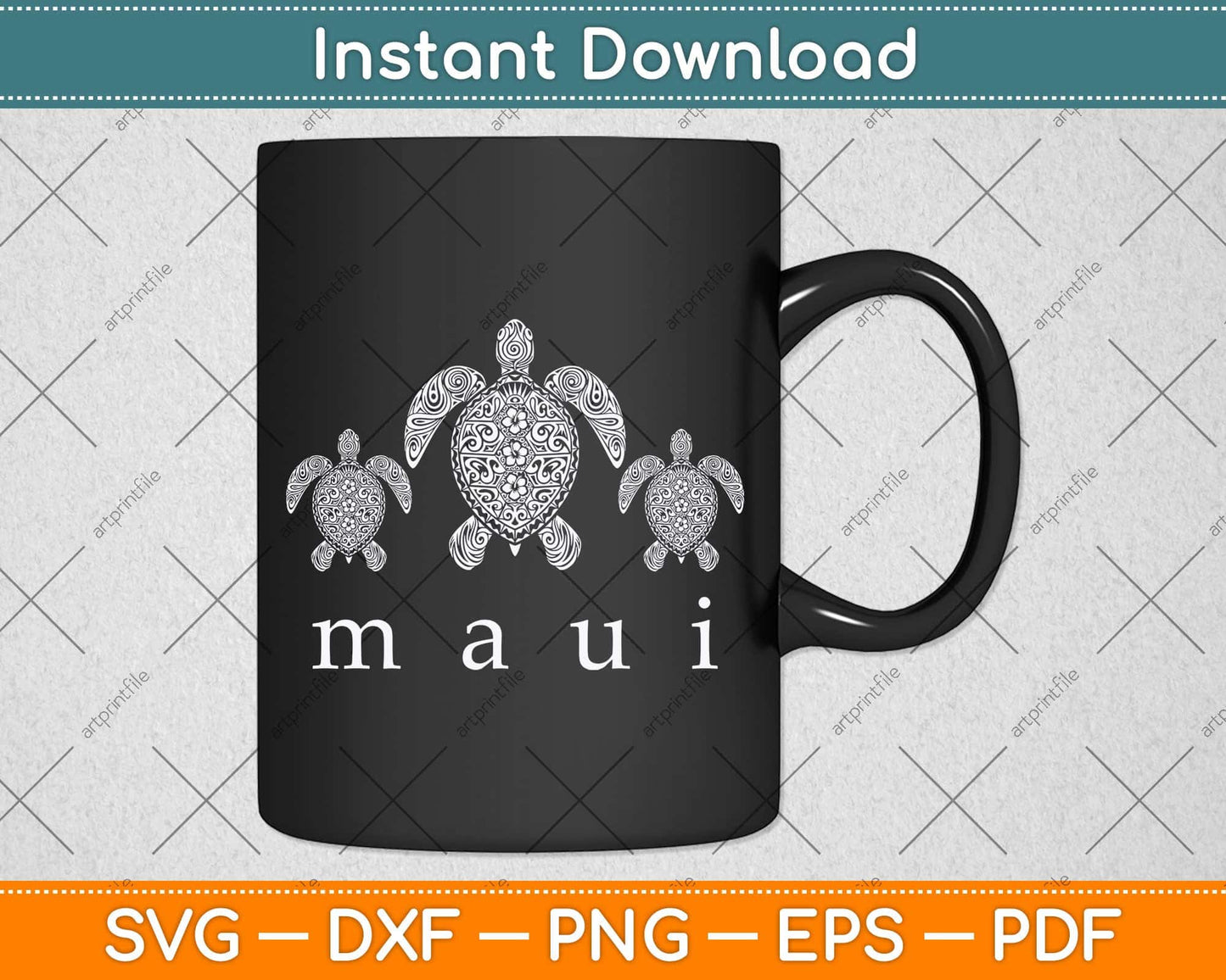Maui - Hawaii Sea Turtles Hawaiian Scuba Diving Souvenir Svg Png Dxf Cutting File