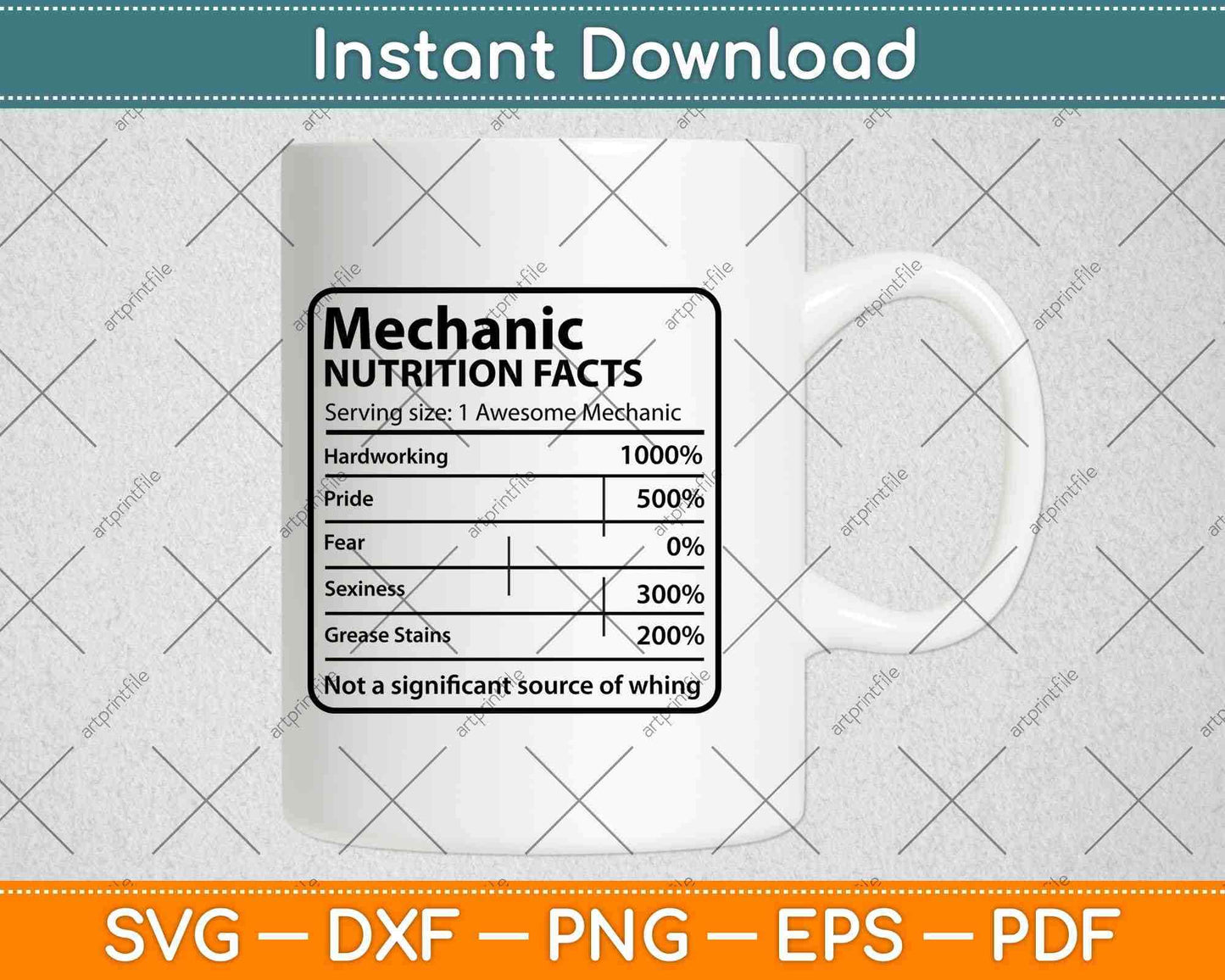 Mechanic Nutrition Facts Fathers Day Svg Png Dxf Digital Cutting Files