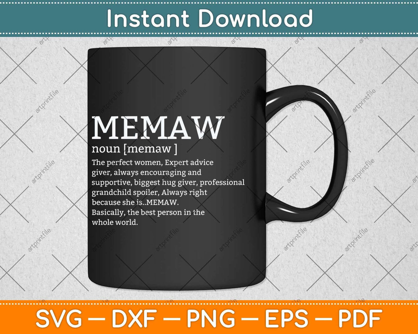 Memaw Definition Grandma Mother Day Svg Png Dxf Digital Cutting File