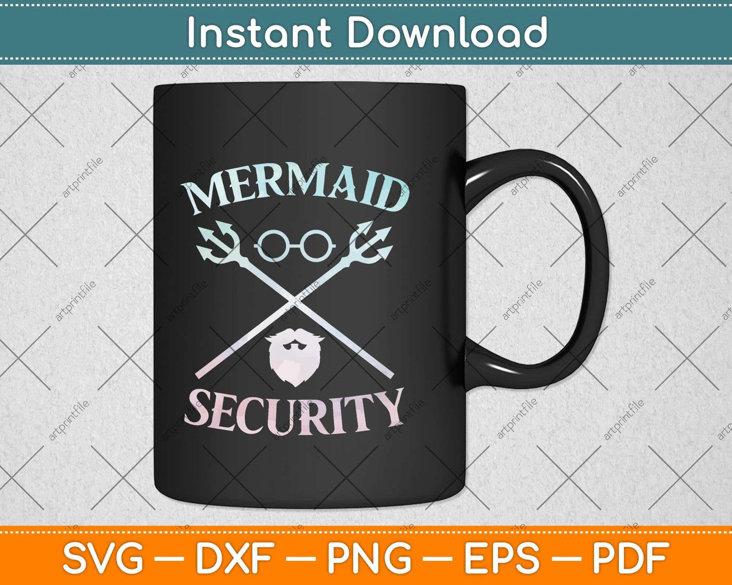 Mermaid Security Funny Lifeguard Swimmer Svg Png Dxf Digital Cutting File