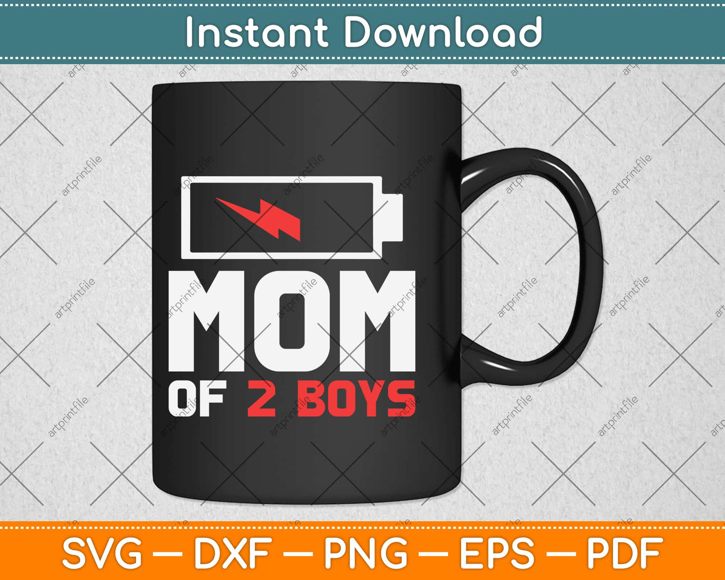 Mom of 2 Boys Gift from Son Mothers Day Birthday Svg Design