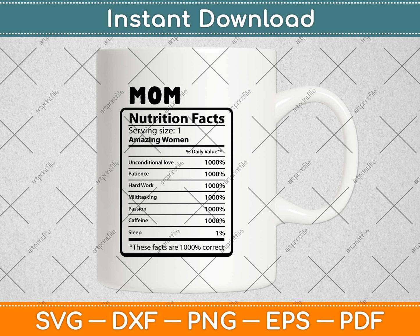Mothers Day Gifts for Mom Nutritional Facts Label Funny Svg Design