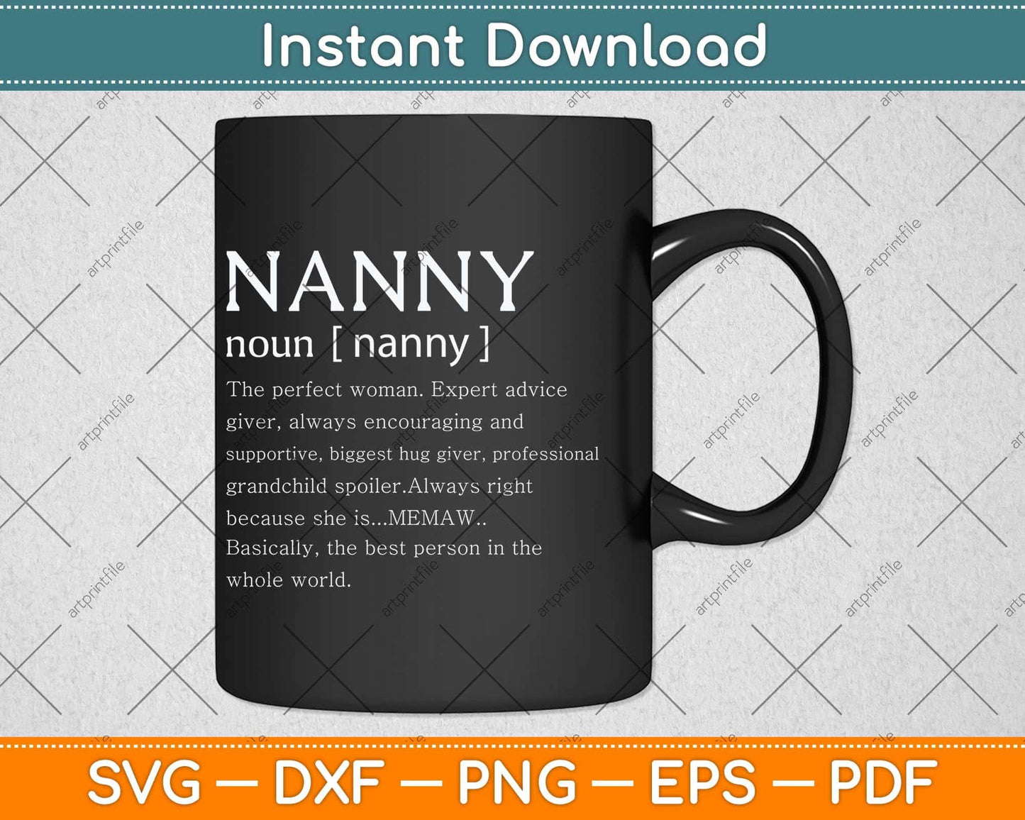 Nanny Definition Grandma Mother Day Svg Png Dxf Digital Cutting File
