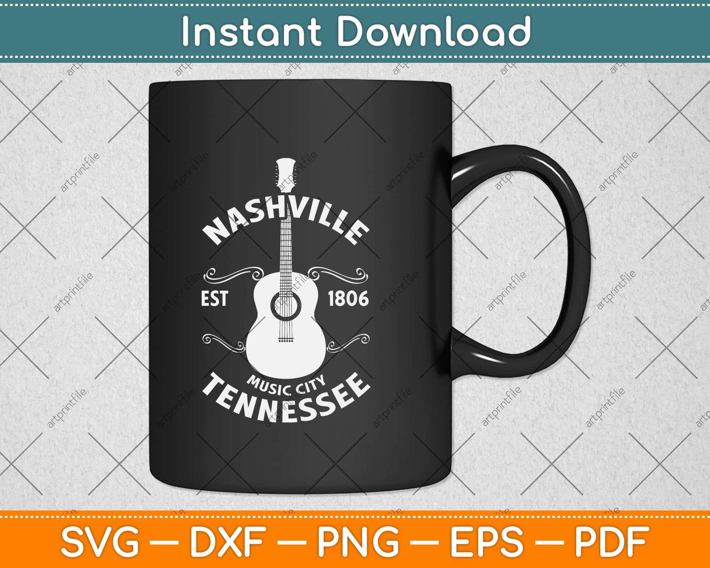 Nashville Music City USA Vintage Svg Png Dxf Digital Cutting File