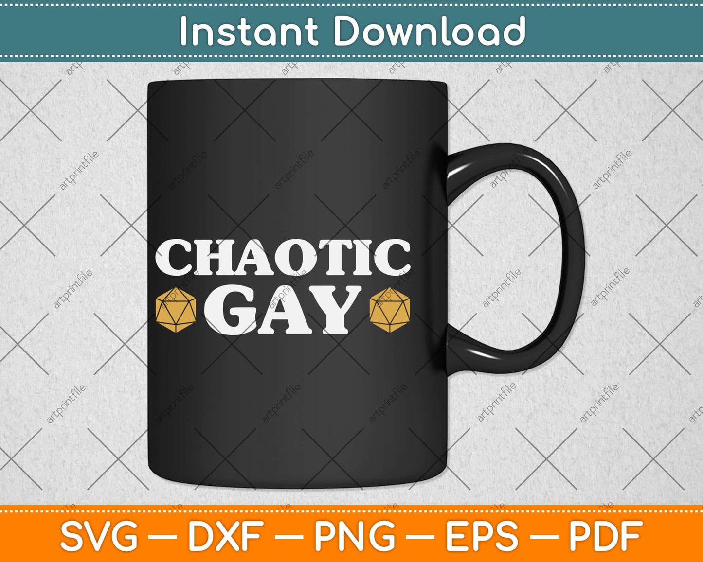 Nerdy Chaotic Gay Alignment Dice Collector D20 Svg Png Dxf Digital Cutting File