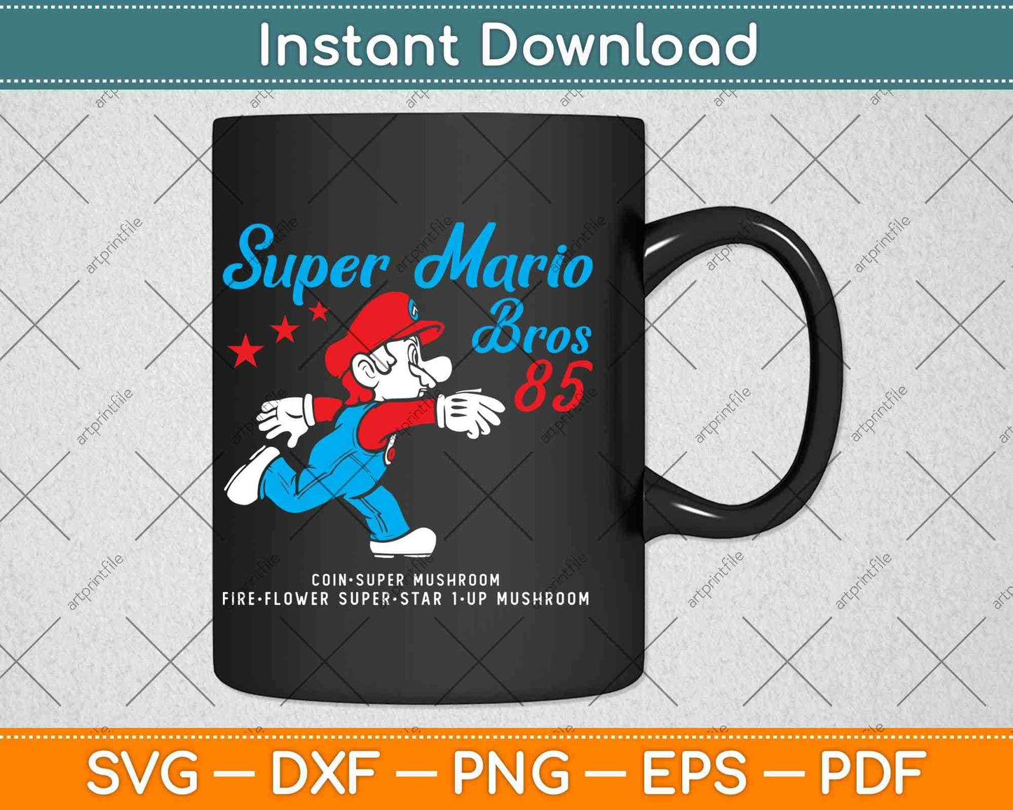 Nintendo Super Mario Brothers '85 Vintage Stars Svg Png Dxf Digital Cutting File