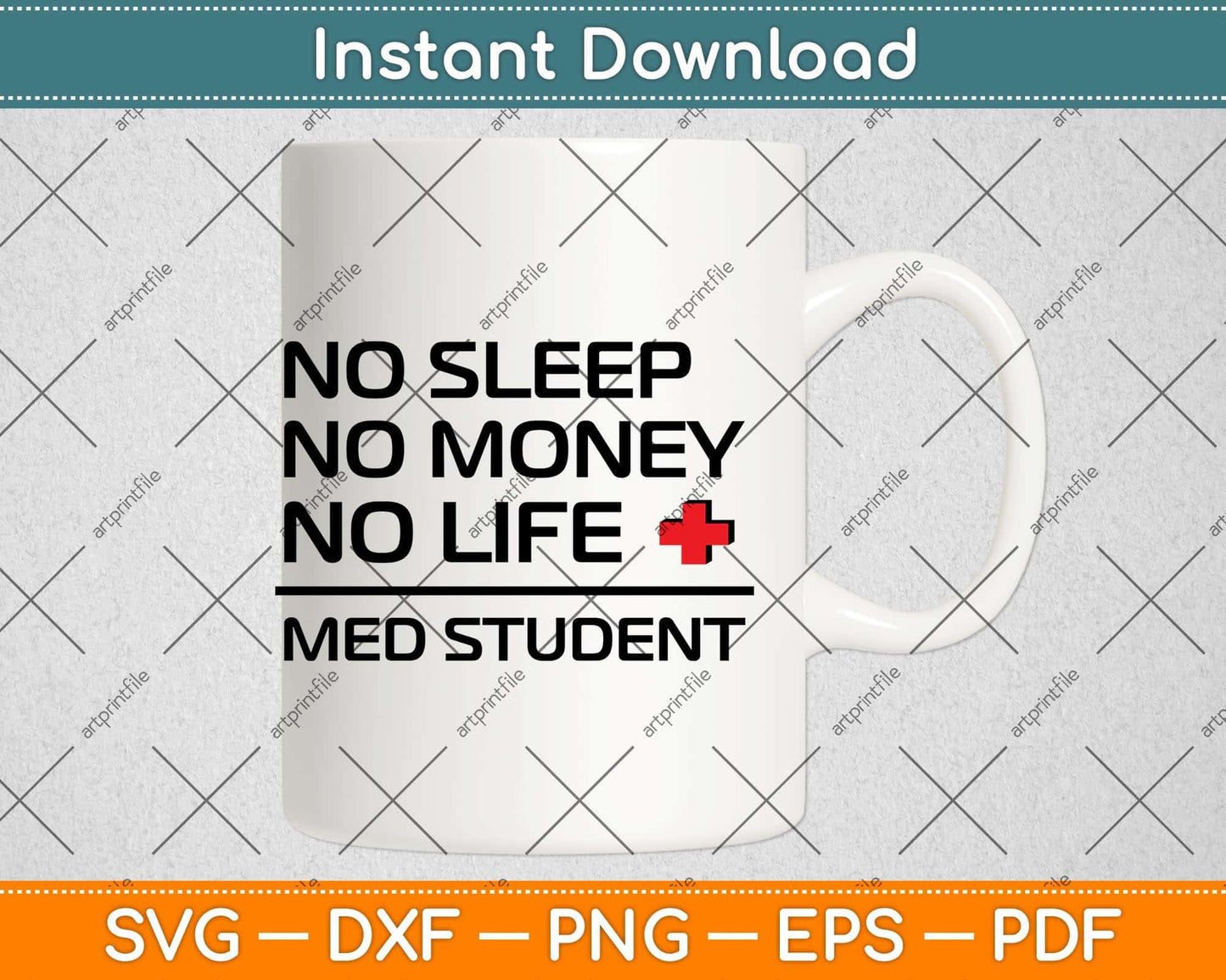No Sleep No Money No Life Med Student Svg Png Dxf Digital Cutting File