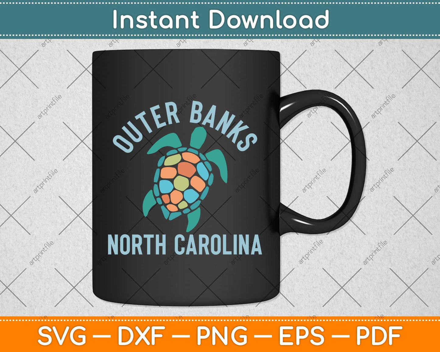 Outer Banks NC Beach Sea Turtle Svg Png Dxf Digital Cutting File