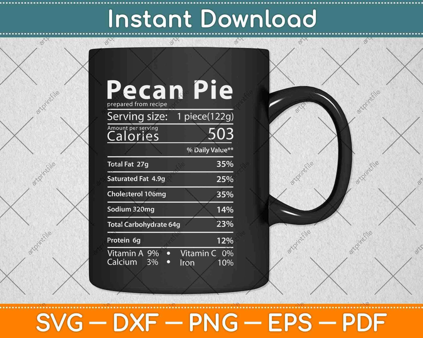 Pecan Pie Nutrition Facts Thanksgiving Turkey Day Svg Design