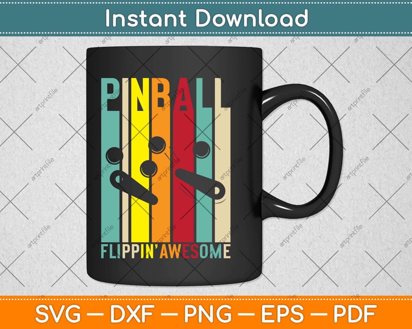 Pinball Retro Flippin' Awesome Svg Png Dxf Digital Cutting File