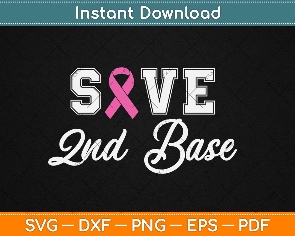 Save Second Base svg, Baseball Breast Cancer Awareness SVG - FunLurn