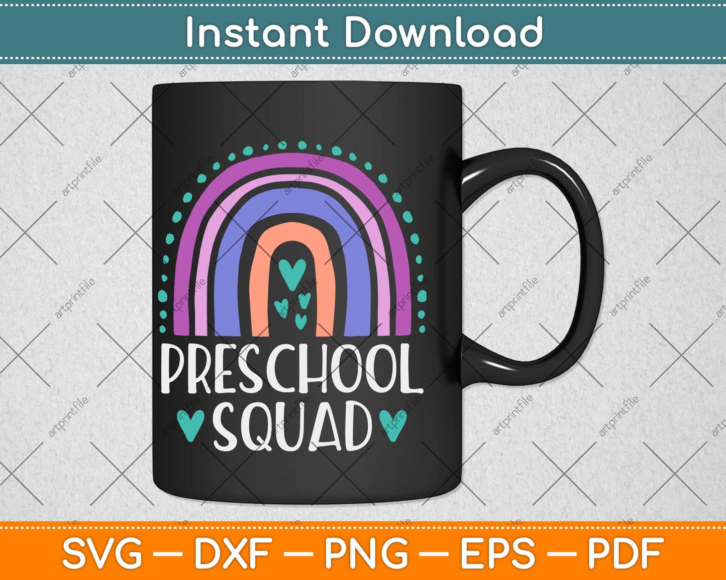 Preschool Squad Teacher Funny Rainbow Clover Back To School Svg Png Dxf File