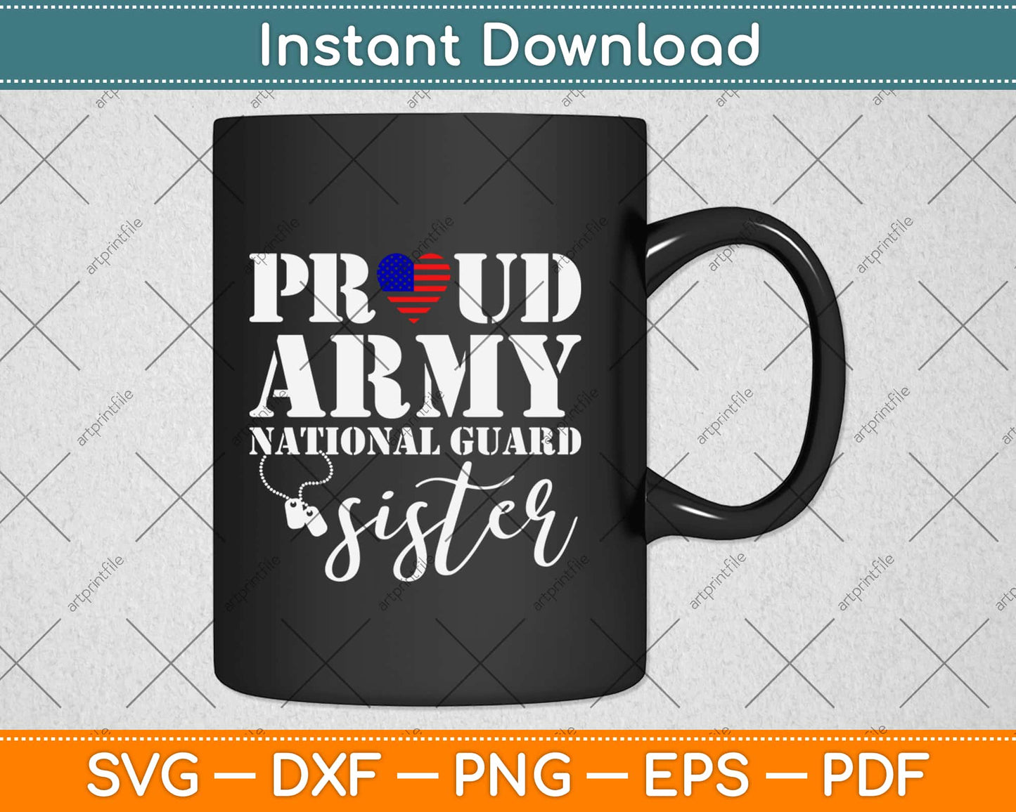 Proud Army National Guard Sister USA Heart Flag Svg Design Cricut Cutting Files