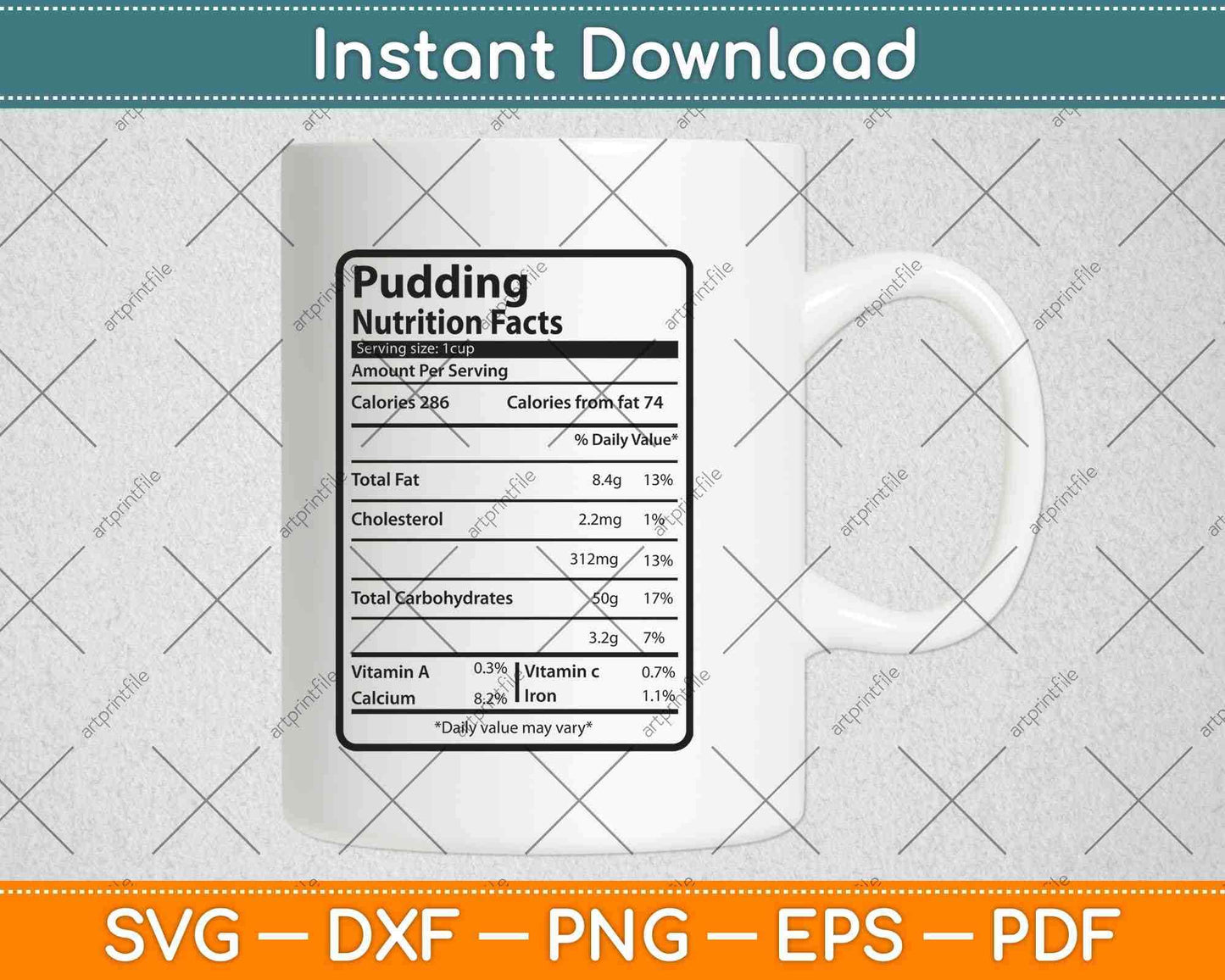 Pudding Nutrition Facts Thanksgiving Svg Png Dxf Digital Cutting File