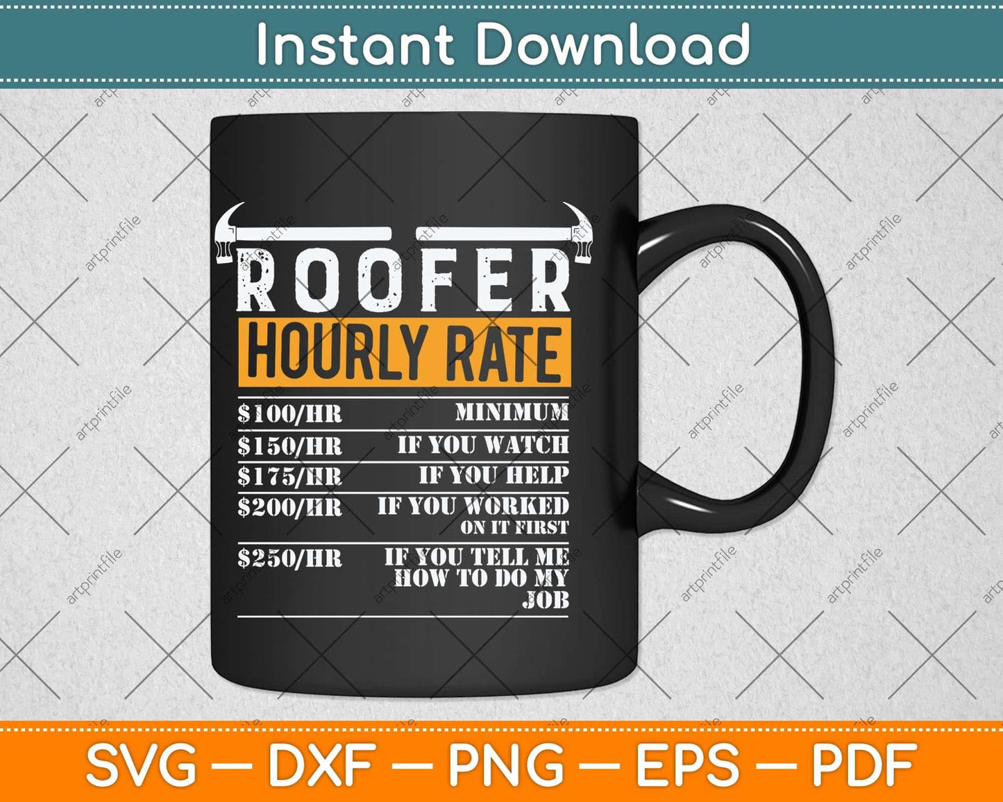 Roofer Hourly Rate Funny Father's Day Construction Workers Svg Cutting File