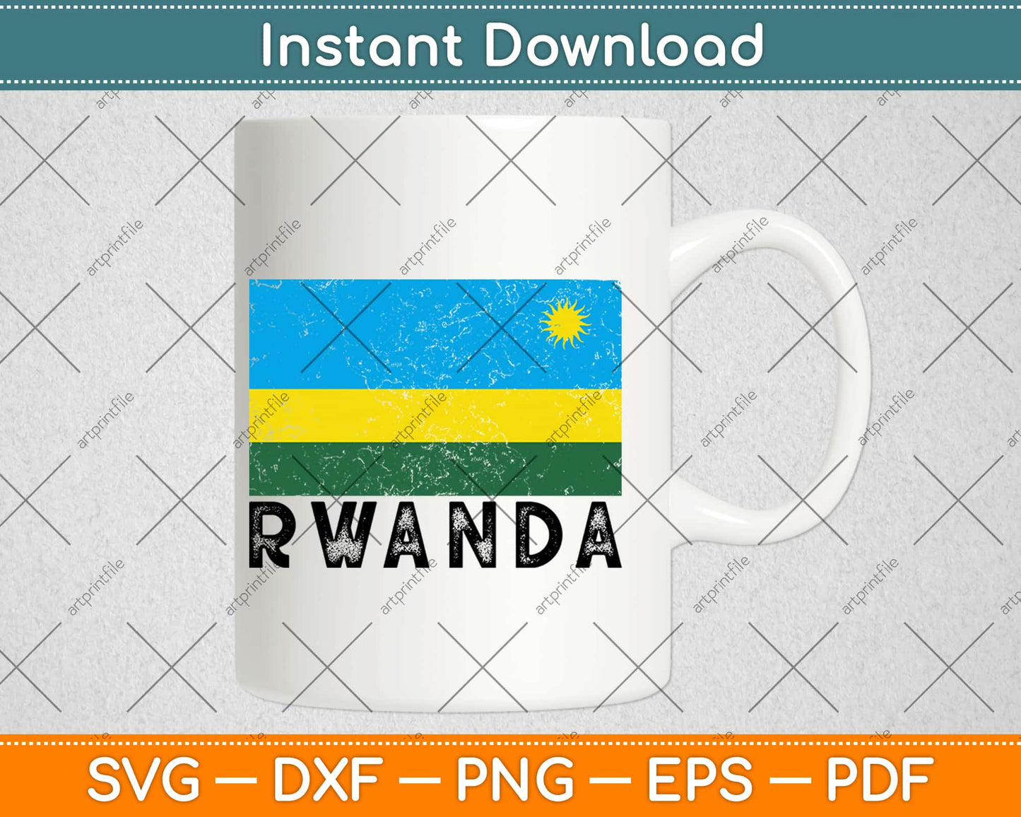 Rwandan Flag Vintage Made In Rwanda Svg Design Cricut Printable Cutting Files