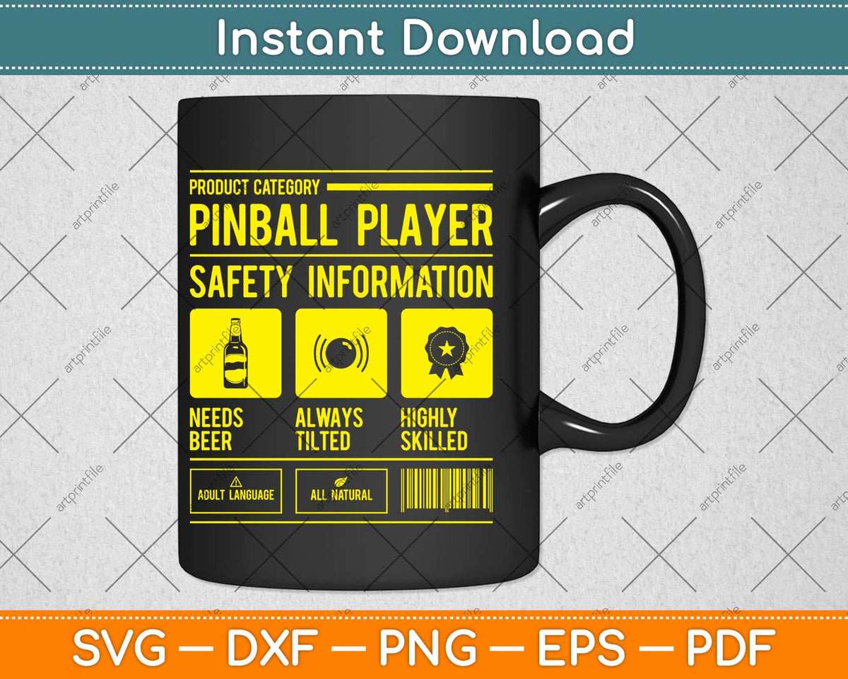 Safety Funny Pinball Machine Collection Pinball Svg Png Dxf Digital Cutting File