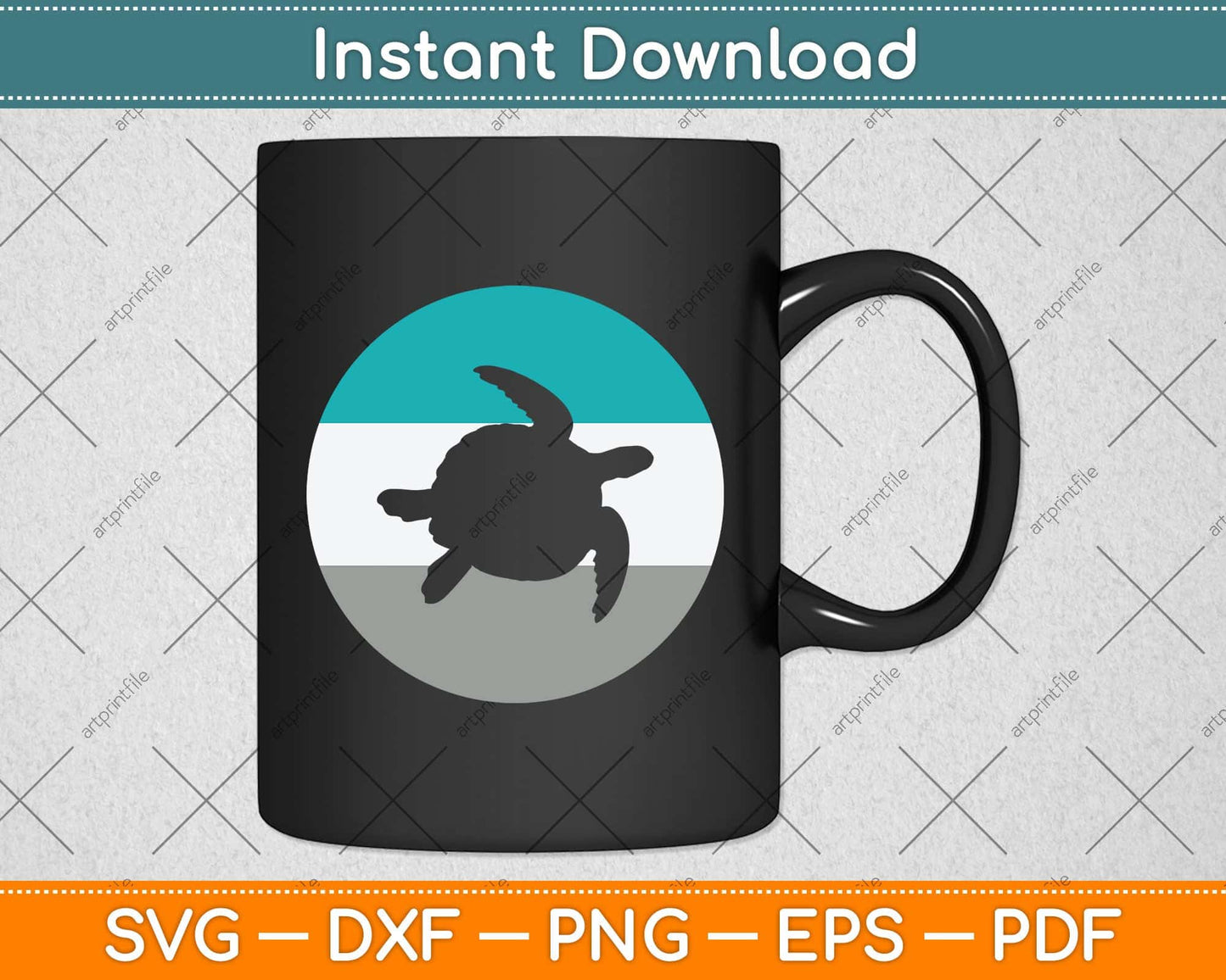 Sea Turtle Vintage Retro Svg Png Dxf Digital Cutting File