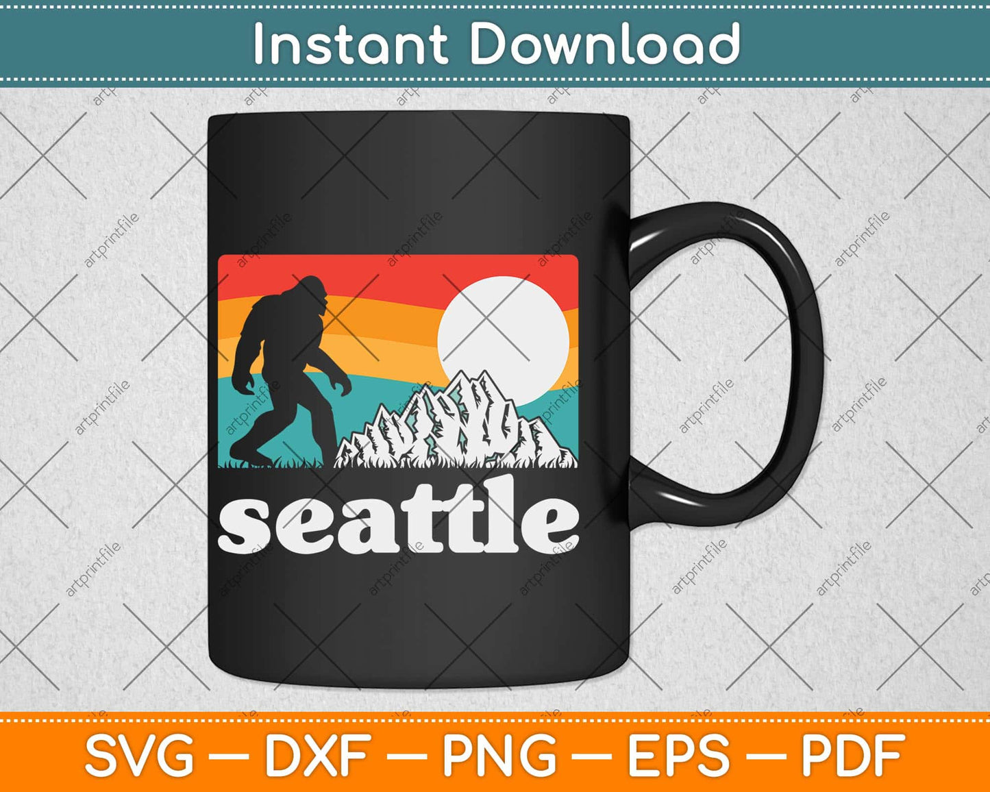 Seattle Washington Bigfoot Mountains Svg Png Dxf Digital Cutting File