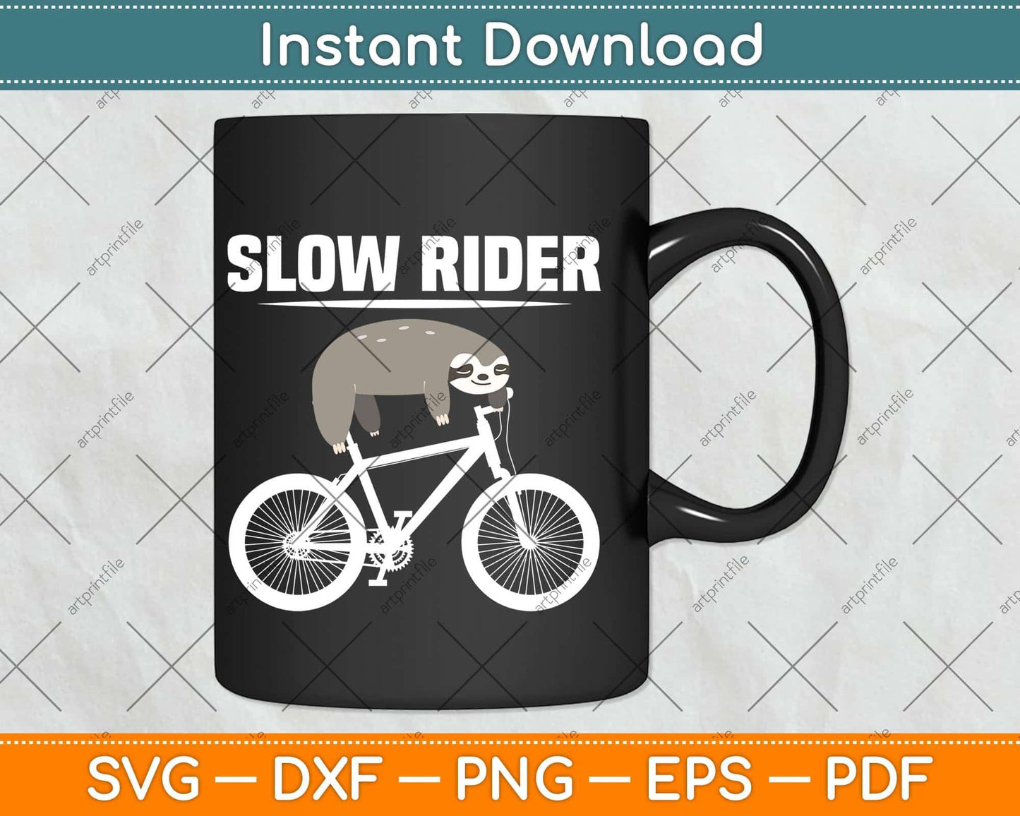 Slow Rider Sloth Cycling Svg Design Cricut Printable Cutting Files