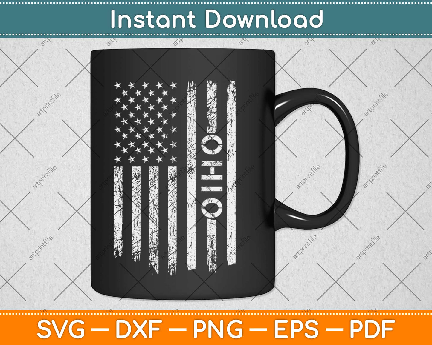 State of Ohio USA US Flag States Vintage Svg Design Cricut Printable Cutting Files