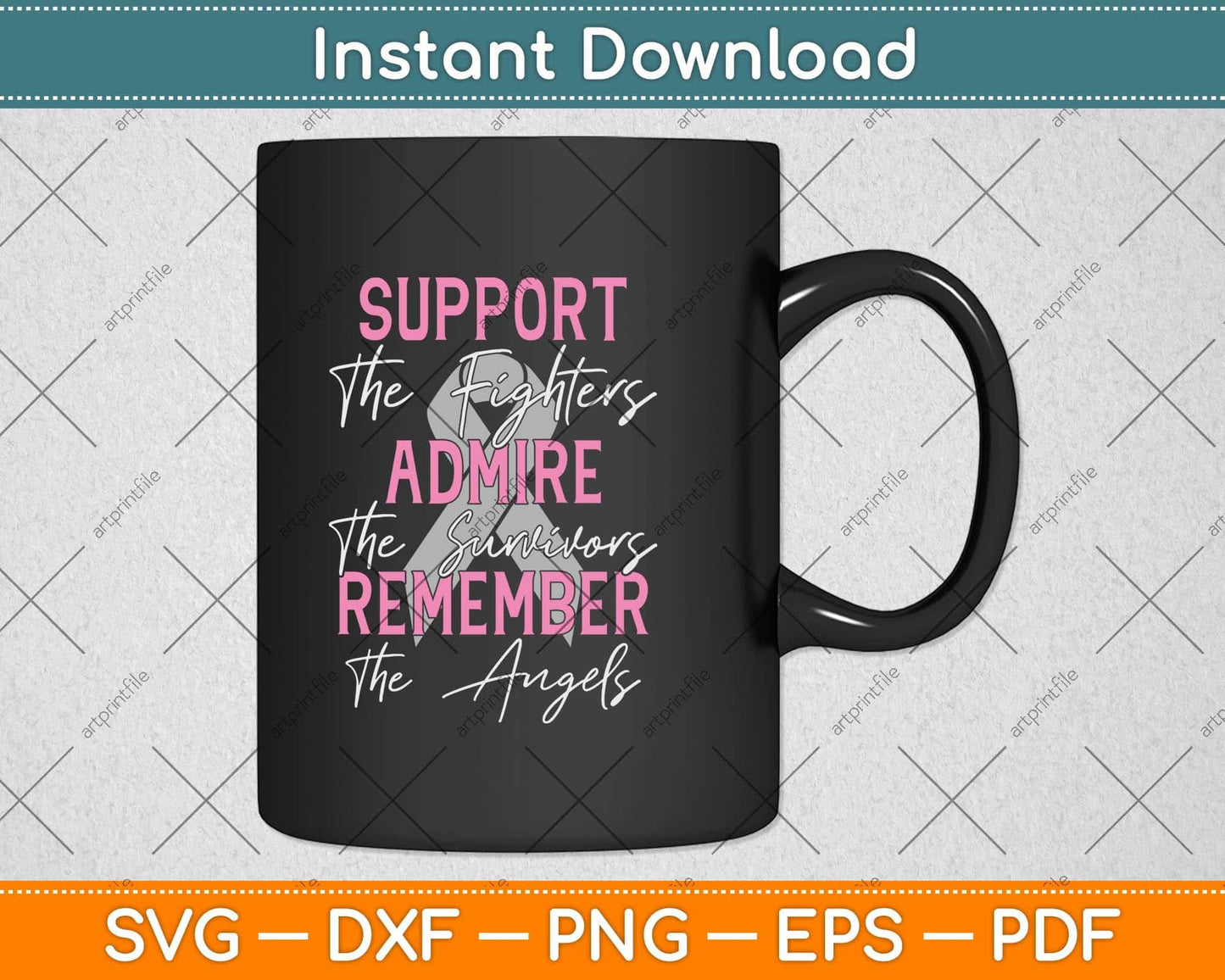 Support The Fighters Breast Cancer Awareness Month Support Svg Png Dxf Cutting File