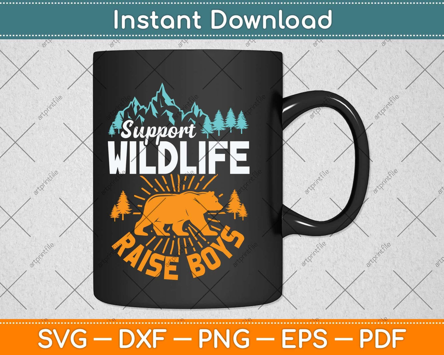 Support Wildlife Raise Boys Vintage Mothers Day Svg Png Dxf Digital Cutting File