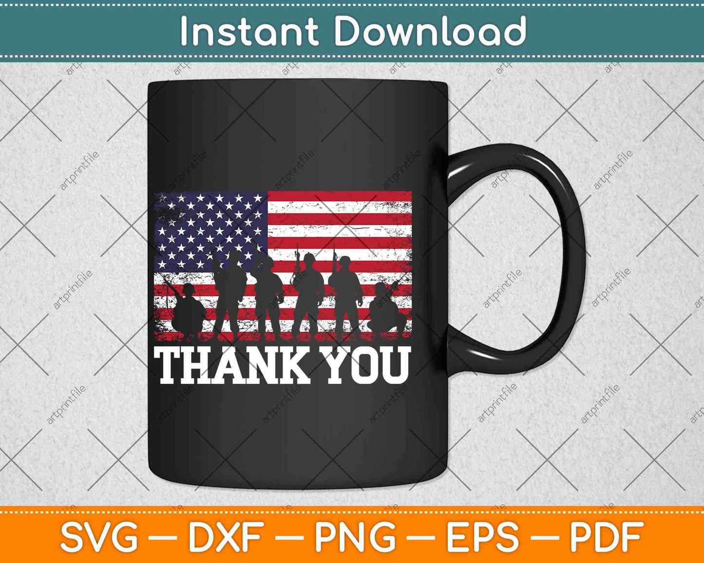 Thank You American Flag Military Svg Png Dxf Digital Cutting File