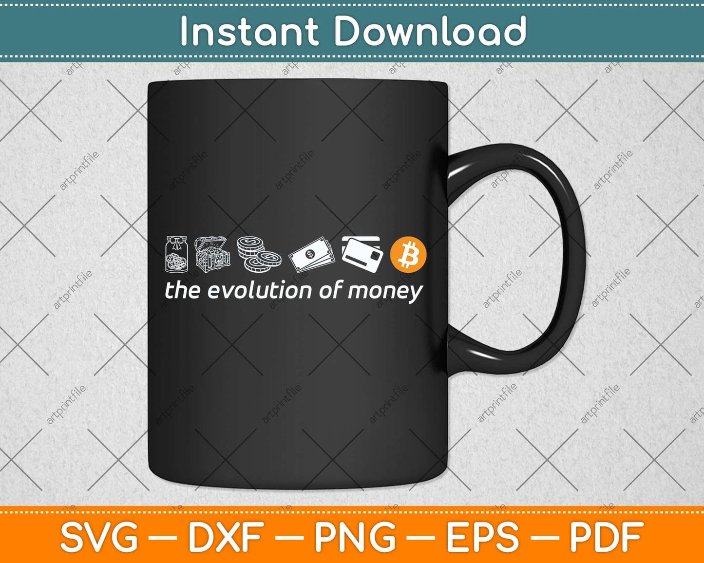 The Evolution Of Money - Crypto Trader BTC Svg Png Dxf Digital Cutting File
