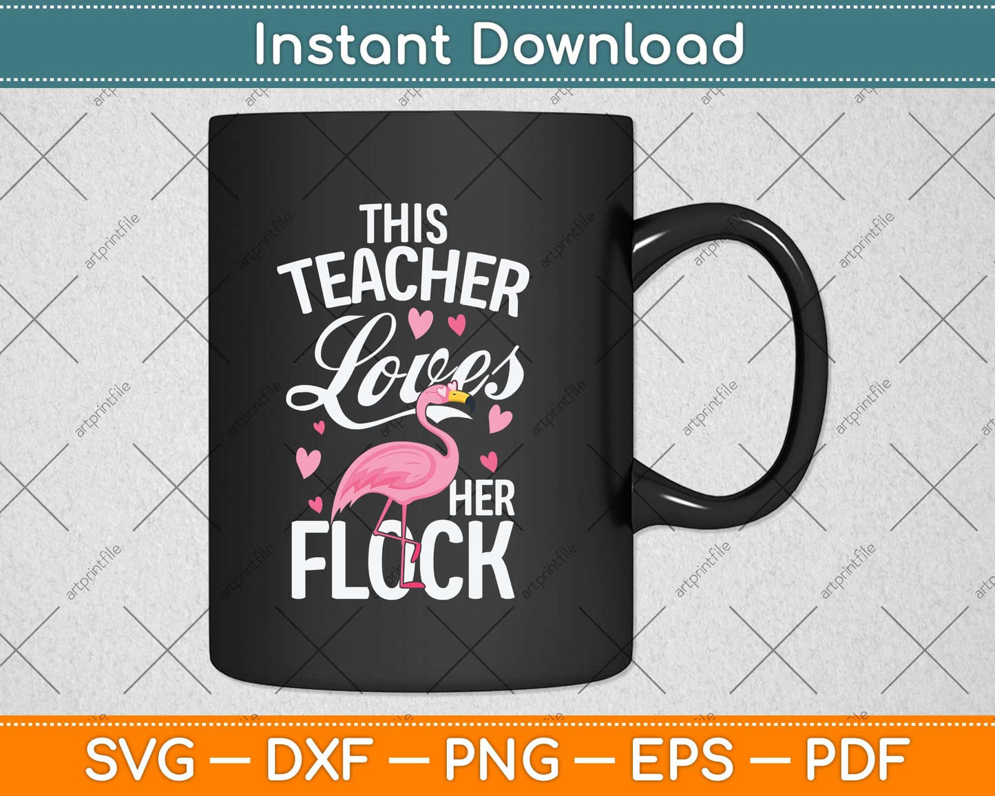 This Teacher Loves Her Flock Flamingo Teacher Class Svg Png Dxf Digital Cutting File