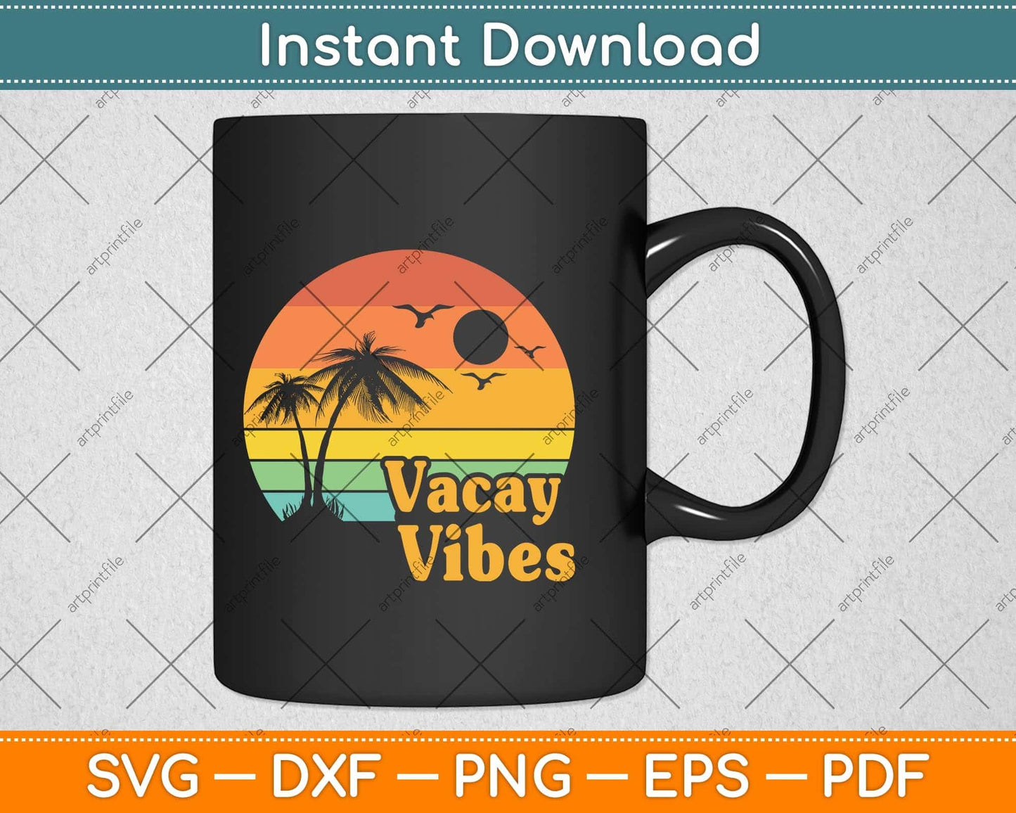 Vacay Vibes Retro Beach Vacation Summer Svg Png Dxf Digital Cutting File