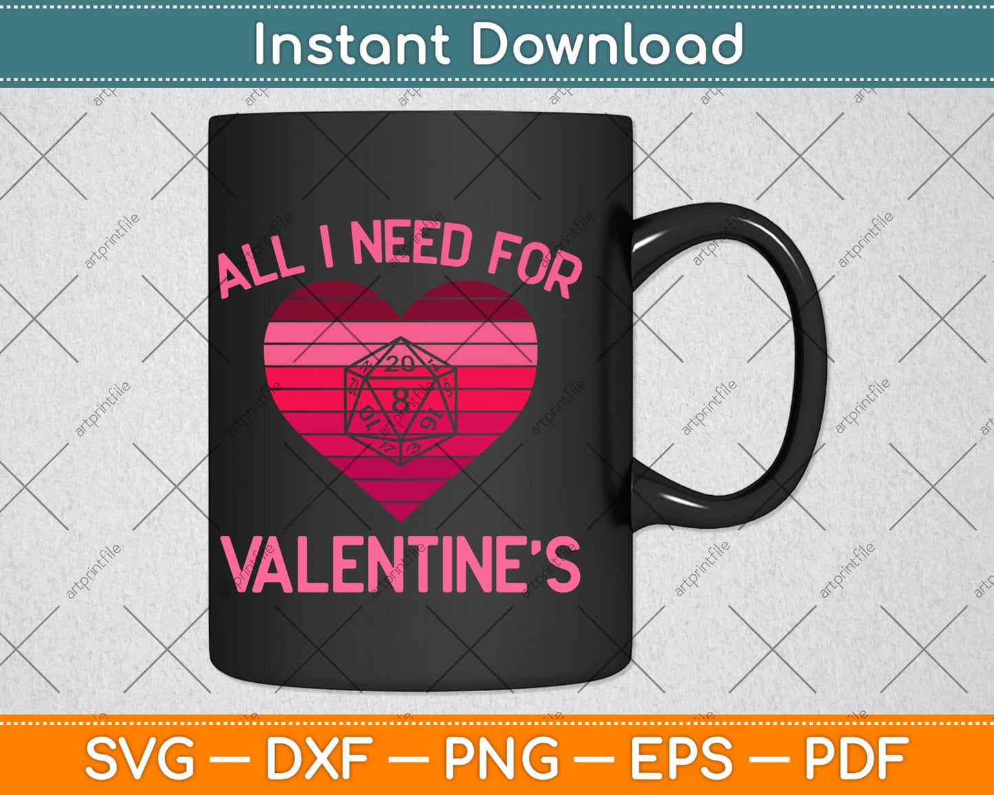 Valentines Day Tabletop Dungeon Eye RPG Dice Dragon Svg Png Dxf Cutting File