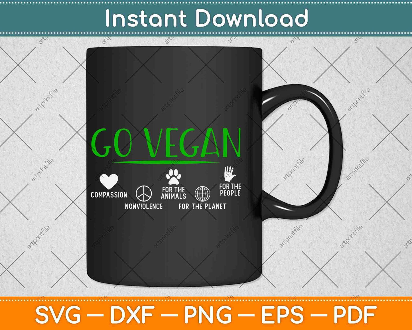 Vegan Cute Gift Go Vegan For The Planet Svg Png Dxf Digital Cutting Files