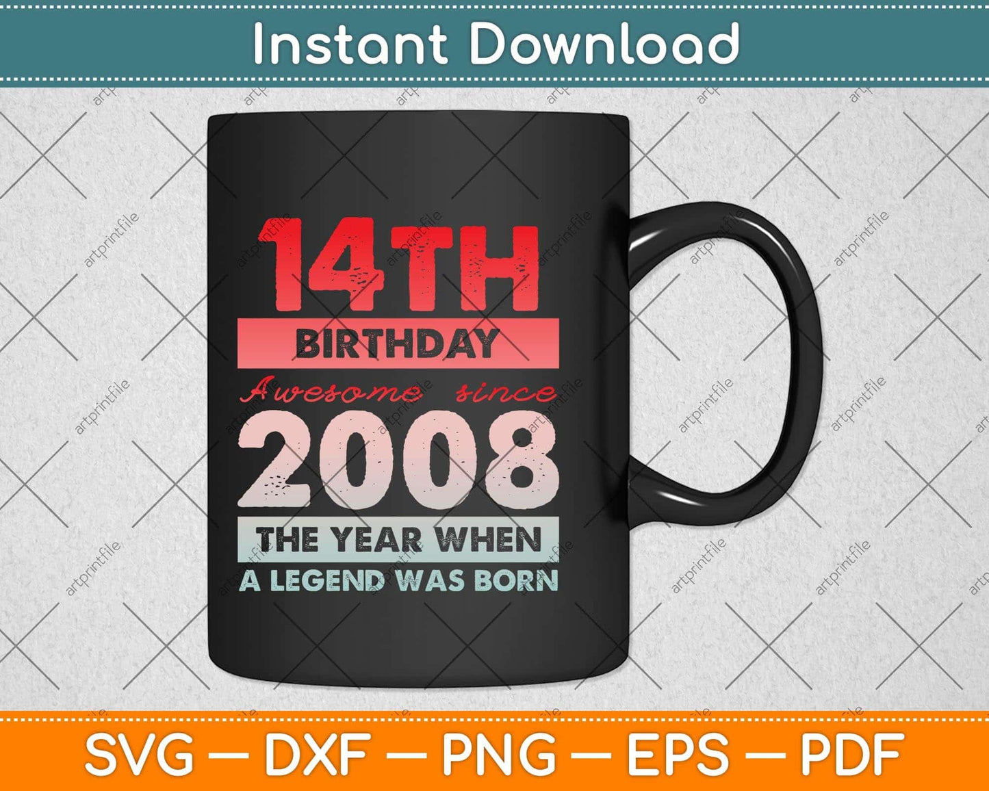Vintage 2008 Limited Edition 2008 14 years old 14th Birthday Svg Png Dxf Cutting File