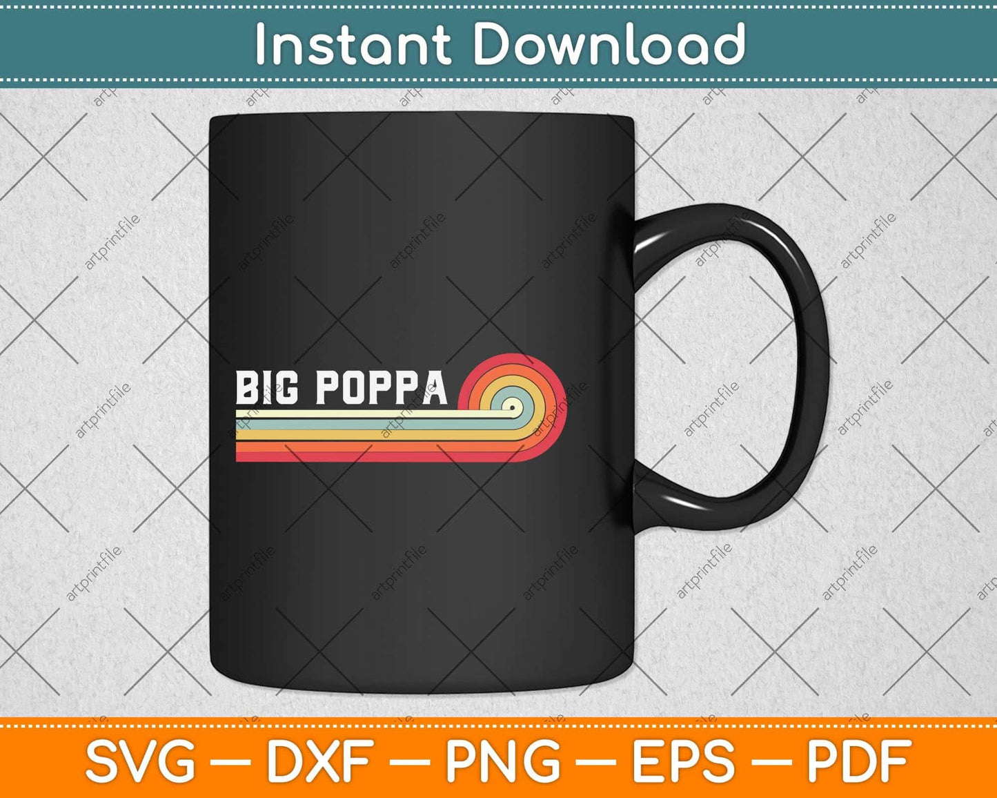 Vintage Big Poppa Hip Hop Dad Fathers Day Svg Png Dxf Digital Cutting File