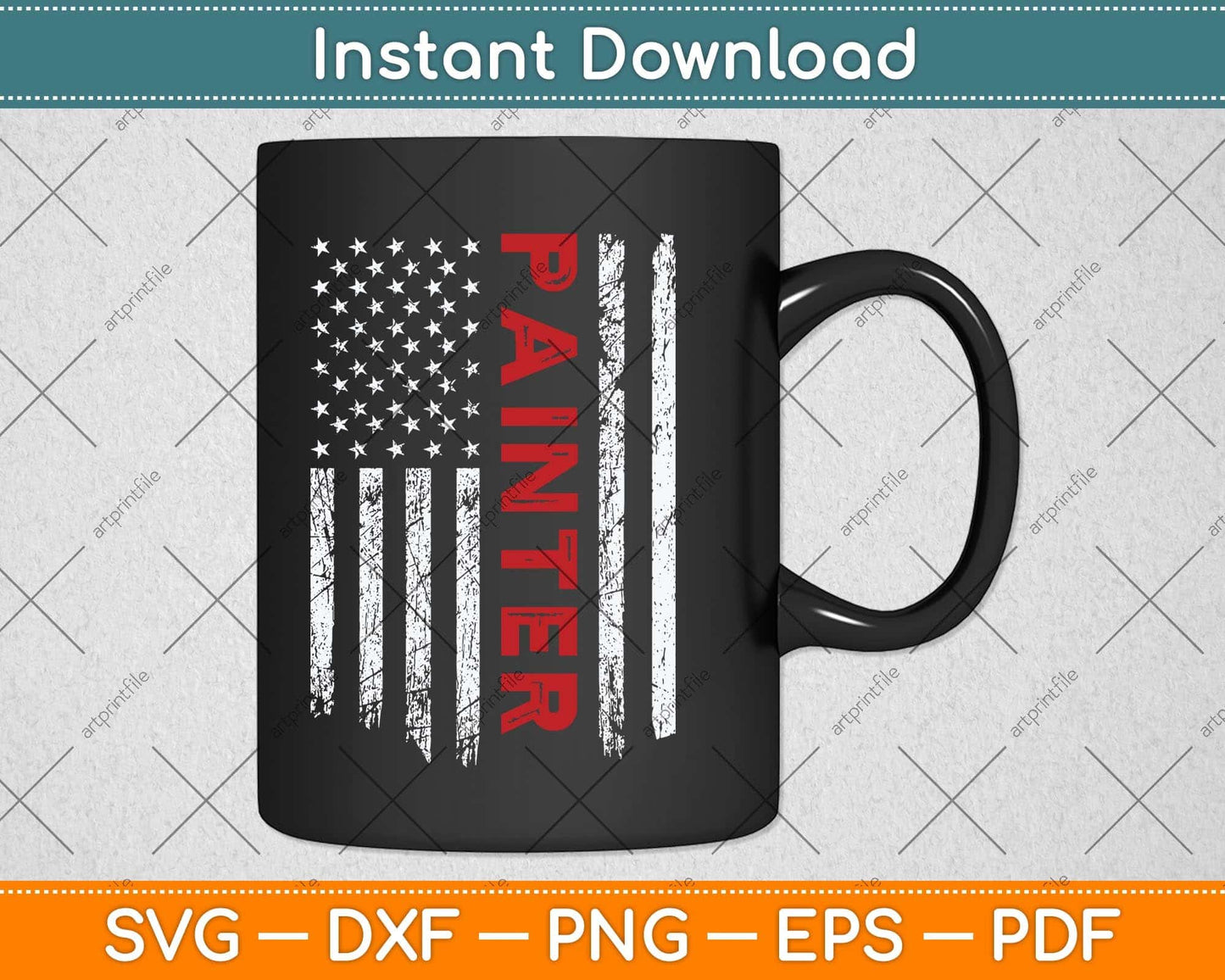 Vintage Painter American Flag Painter Fathers Day Svg Png Dxf Digital Cutting File