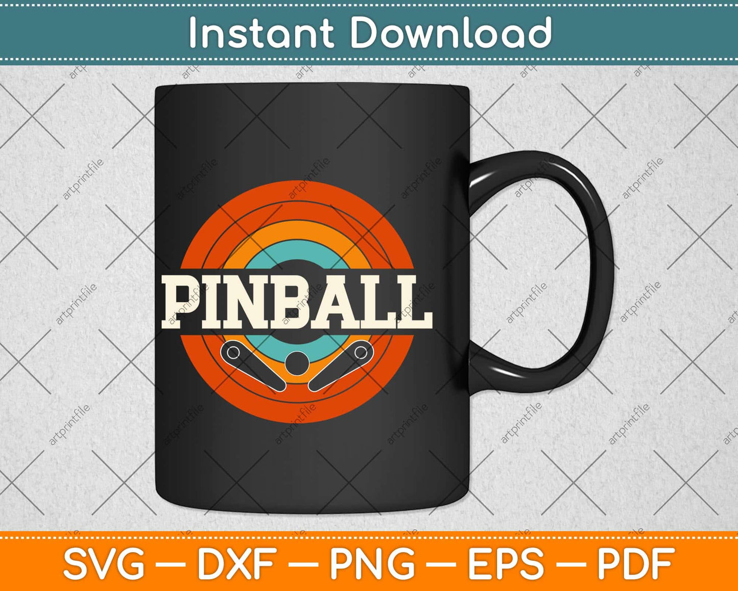 Vintage Retro Pinball Svg Png Dxf Digital Cutting File
